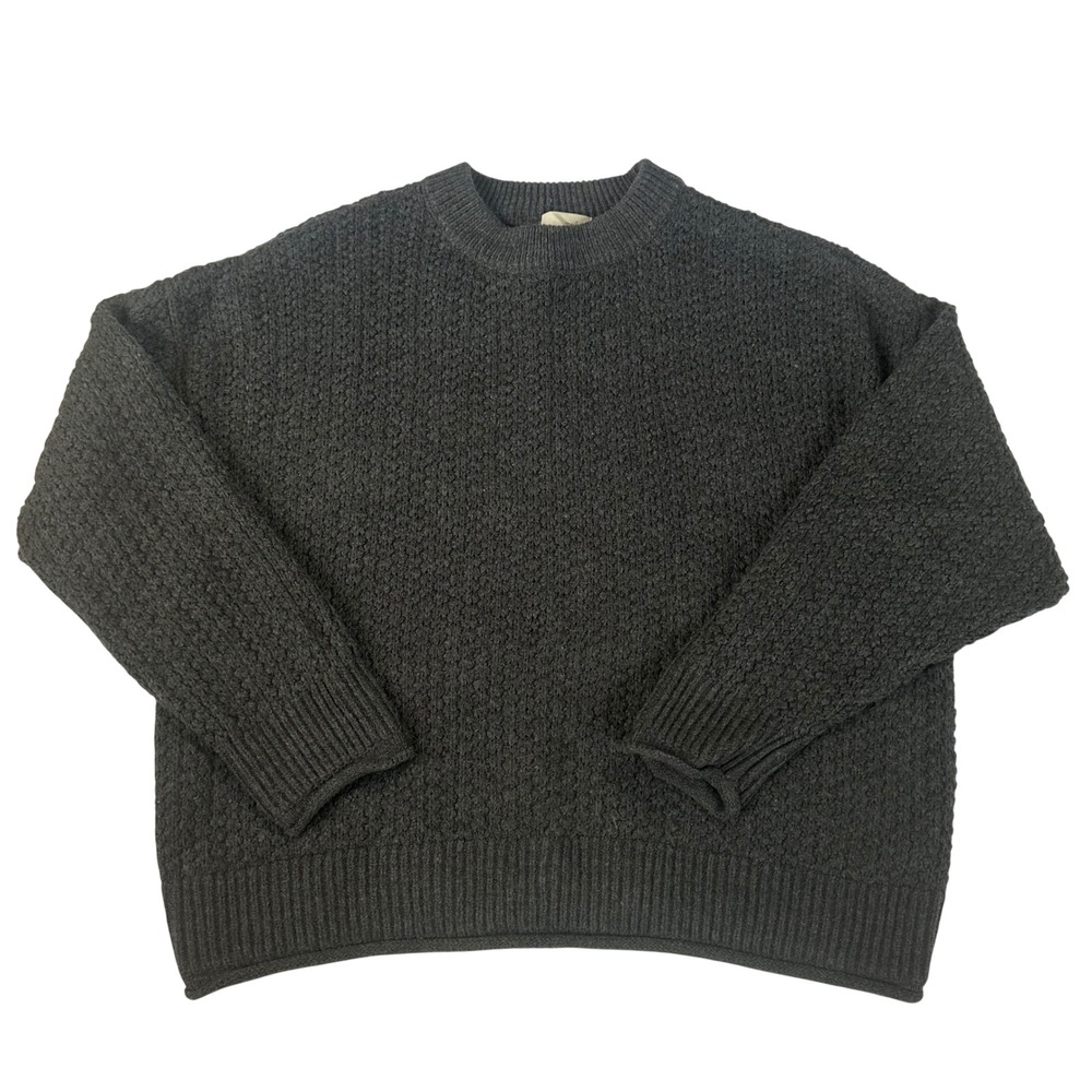 Universal Thread Womens Charcoal Gray Popcorn Knit Crewneck Sweater Large A15